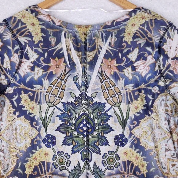 Energie 2X Boho Tunic Top Multicolor Bell Sleeve Floral Print Blouse - Picture 7 of 9